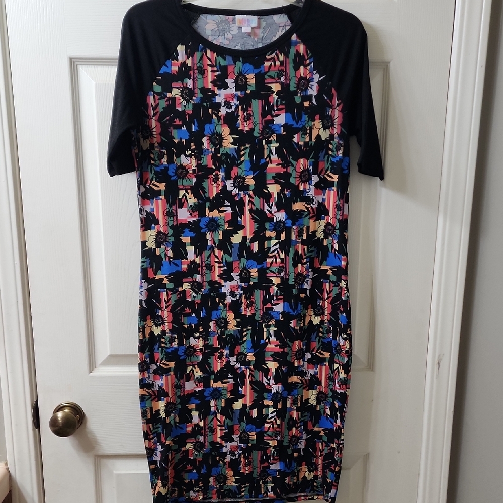 LuLaRoe Black Floral Midi Dress
